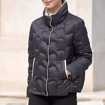 Пуховик женский высокого класса женская зимняя куртка короткая корейская версия 90 утиный пуховик M (recommended weight 85-52.5 kg) чёрный