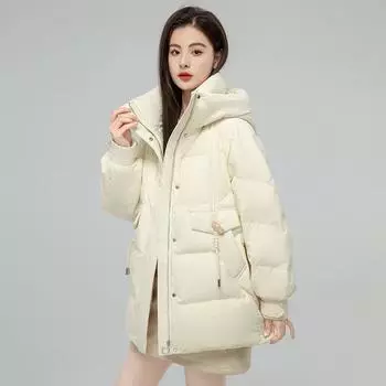 Пуховик женский высокого класса женская зимняя одежда короткая 90 утиный пух модная куртка с капюшоном японский и корейский стиль S чёрный