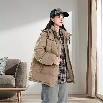 Пуховик женский высокого класса женское зимнее пальто короткое 90 утиный пуховик S (recommended within 55kg) чёрный