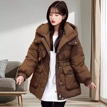 Пуховик женский высокого класса женское зимнее пальто на утином пуху женская корейская версия короткая зимняя одежда S (recommended within 55kg) чёрный