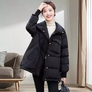 Пуховик женский высокого класса женское зимнее пальто корейская версия большой размер легкое пальто утиный пух женский S (recommended 80-60kg) белый