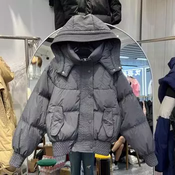 Пуховик женский зимний 2024 новый с капюшоном в иностранном стиле модный маленький белый утиный пуховик прилив S recommends within 60 kg зелёный