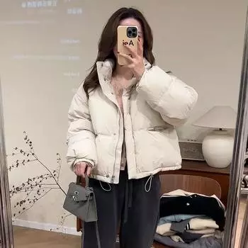 Пуховик женский зимний новый 2024 корейская версия белого утиного пуха куртка супер красивое маленькое утолщенное модное пальто S чёрный