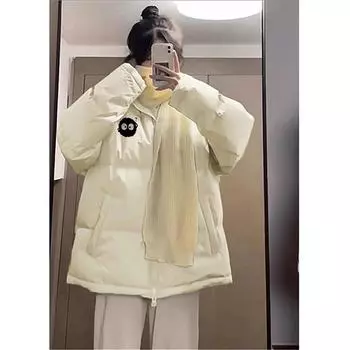 Пуховик женский зимняя куртка иностранного производства, свободная, хлопковая, 2024, новая куртка, куртка Sweet Bread S 75-45 kg