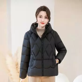 Пуховик зимний новый хлопковый жакет маленький теплый с капюшоном стеганый жакет короткий утолщенный в иностранном стиле M
