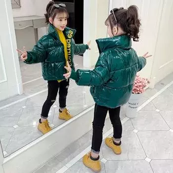 Пуховики для девочек Модная зимняя одежда Детские стеганые куртки Маленькие стеганые куртки для девочек Короткие яркие стеганые куртки 160 красный