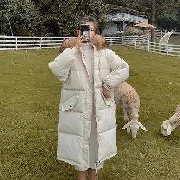 Пуховики для женщин однотонные длинные прямые зимние пальто повседневные женские парки одежда с капюшоном стильная зимняя S