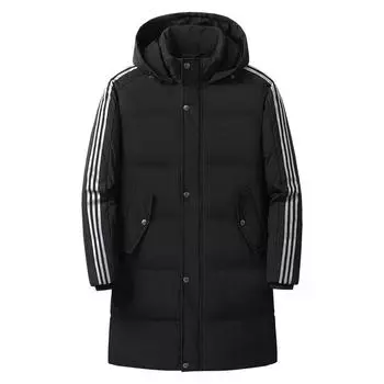 Пуховики мужские и женские Three Bars, зимние куртки для пар, длинные модели S белый