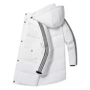 Пуховики мужские и женские Three Bars, зимние куртки для пар, длинные модели S белый