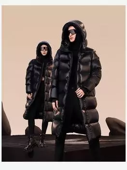 Пуховики одинаковы для мужчин и женщин, утолщенные и длинные 2024 года новой моды и зарубежного стиля. S чёрный