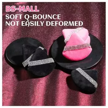Пуховка для пудры Velvet Diamond Powder Puff Diamond Triangle Face Makeup Tool Powder Puff Makeup Sponge Rose red-Style 02