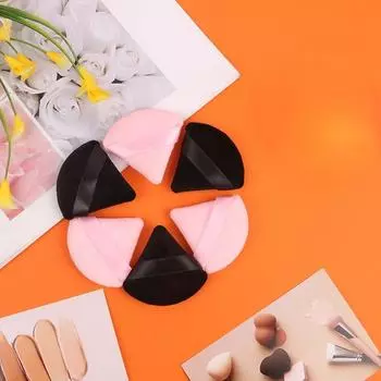 Пуховки для пудры с треугольной губкой, однотонная удобная портативная пуховка с ремешком, моющаяся пуховка для лица и глаз