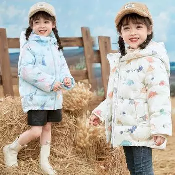 Пуховое пальто для девочек. Детское зимнее пальто на белом утином пуху. 100cm