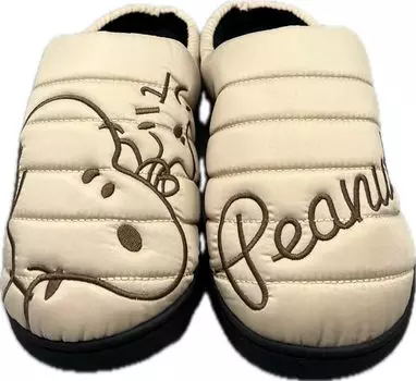 Пуховые сандалии тапочки теплые Snoopy домашние туфли LL [Peanuts] PN8230-03 бежевый