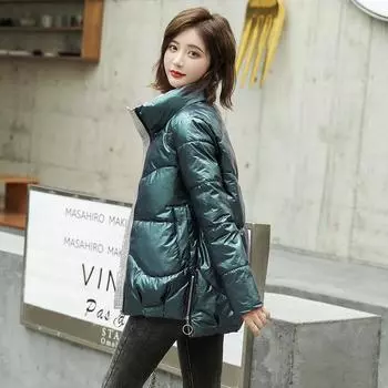 пуховые стеганые женские зимние стеганые вещи больших размеров, несменные стеганые куртки из яркой кожи, короткая куртка-бомбер. M [Recommended 85-52.5 kg] серый