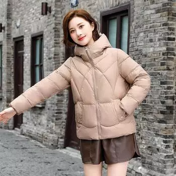 Пуховые ватные изделия, зимние новые ватные изделия, теплые ватные куртки с капюшоном, короткие утолщенные иностранные газовые куртки L чёрный