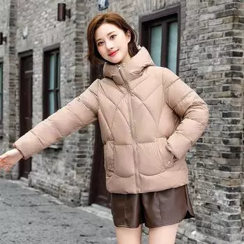 Пуховые ватные изделия, зимние новые ватные изделия, небольшие теплые куртки с капюшоном на ватных подкладках, короткие утепленные иностранные газовые куртки L чёрный