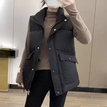 Пуховый хлопок осень и зима новый свободный жилет универсальный короткий утолщенный жилет куртка M