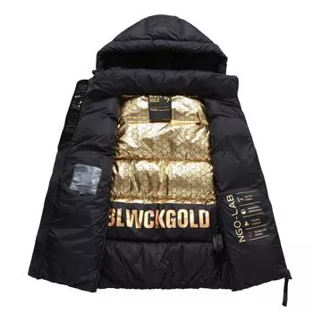 Пуховый жилет Черный золотой жилет с высоким пухом Утолщенный S чёрный