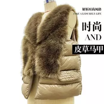 Пуховый жилет из хлопка осень и зима новый короткий искусственный мех лисы искусственный мех сращивание модный темперамент теплое пальто женщины One Size чёрный