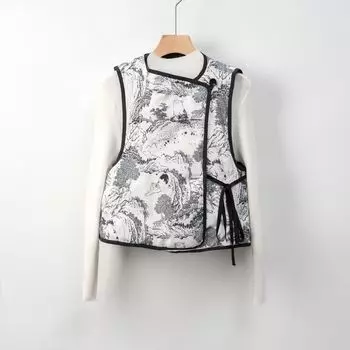 Пуховый жилет новый национальный стандарт 90 пух повседневный осень и зима легкий и простой национальный стиль без воротника свободное пальто S