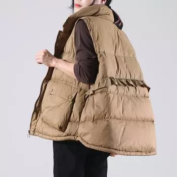 Пуховый жилет с листьями лотоса, женская зимняя одежда, новый теплый жилет с большим карманом, белая куртка-пуховик с утиным пухом one size fits all