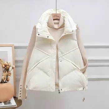 Пуховый жилет женская куртка легкая и тонкая пуховая куртка без рукавов женская короткая пуховая жилетка женская верхняя белая куртка из утиного пуха one size fits all белый