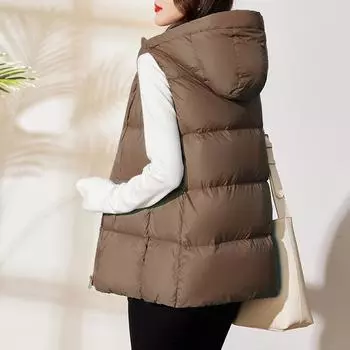 Пуховый жилет женская верхняя одежда на зиму 2024 года новый безрукавный внешний жилет жилет жилет пуховик куртка прилив M бордовый