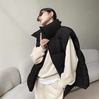 Пуховый жилет женский 2024 новый универсальный высококачественный зимний модный жилет куртка уменьшающий возраст S темно-коричневого