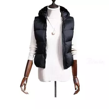 Пуховый жилет женский 2024 осень и зима пуховик жилет толстая одежда бутик женское пальто S чёрный