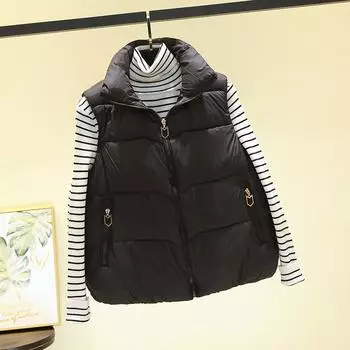 Пуховый жилет женский короткий 2022 весна и осень свободный модный топ трапециевидной формы на бретелях милый жилет пальто M красный