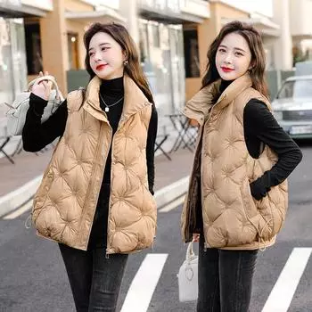 Пуховый жилет женский, новинка 2023 года, осень-зима, милая стирка, бесплатный модный жилет, пальто XL чёрный