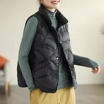 Пуховый жилет женский, одежда в этническом стиле, свободный, благоприятный, тисненый жилет с облаками, легкий, белый, на пуху, с воротником-стойкой, куртка прилив S хаки