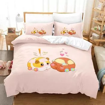 Pui Pui Molcar Bedding Set Single Twin Full Queen King Size Bed Set Adult Kid Bedroom Duvet cover Sets 3D Anime Bed Sheet Set EU Twin 135x200cm