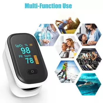 Пульсоксиметр на палец, монитор кислорода на палец для спорта - походов/бега/езды/скалолазания/йоги One Size