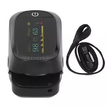 Пульсоксиметр на палец со светодиодным дисплеем для быстрого измерения насыщения крови кислородом, черный