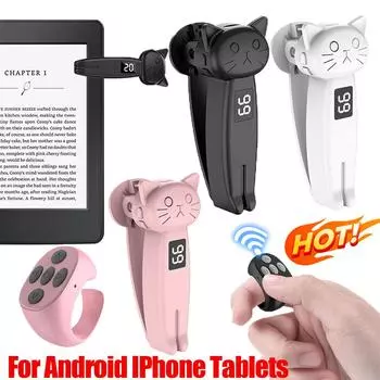 Пульт дистанционного управления для перелистывания страниц Kindle Paperwhite, совместимый с Bluetooth, 5.3, контроллер для электронной книги, затвор камеры, экран телефона розовый