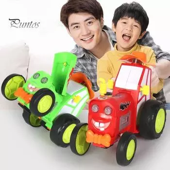 Пульт дистанционного управления, игрушечная машинка для трюков с музыкой, светодиодная подсветка, вращающаяся на 360 градусов, детская танцевальная машинка, перезаряжаемая, для малышей, мальчиков и девочек, 2,4 ГГц, радиоуправляемый трюковой грузовик крас