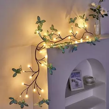 Пульт дистанционного управления, имитация бабочки, ротанговый светодиодный светильник в виде ветки, гибкий декоративный светильник, зарядка через USB 1.2m