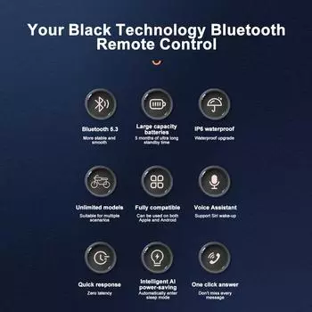 Пульт дистанционного управления на руль мотоцикла для гарнитуры для шлема с интеркомом IP6 Bluetooth 5.3 беспроводной телефонный контроллер для iPhone Android CHINA