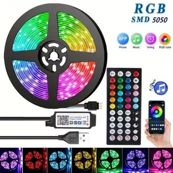 Пульт дистанционного управления RGB5050 Синхронизация музыки Гибкая лампа 5 В для подсветки телевизора Рождественское украшение Подарочная комната Домашний декор 3Key-1M разноцветный