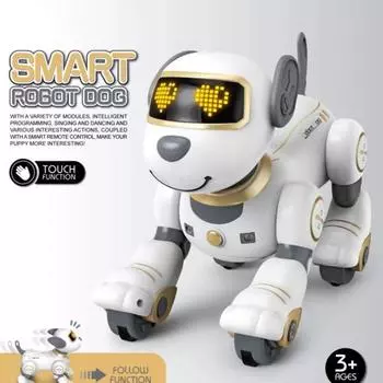 Пульт дистанционного управления робот-собака программирование сенсорный интерактивный 2.4GHz RC робот-щенок электрический поющий танцующий умный трюковой пес игрушка золотистый