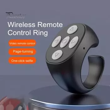Пульт дистанционного управления с поддержкой Bluetooth Прокрутка кольца Приложение Перелистывание страниц Беспроводные телефоны Планшеты Затвор камеры Короткий видеоконтроллер Пульт дистанционного управления с кончиком пальца чёрный