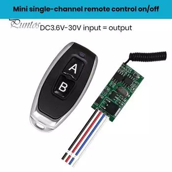 Пульт дистанционного управления с приемным модулем Беспроводной пульт дистанционного управления Ультратонкий корпус Высокочувствительные лампы управления Светодиодная лента Дверной мини-размер чёрный