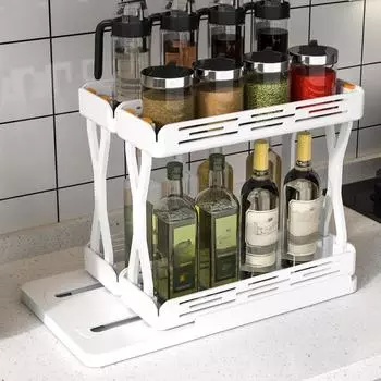 Выдвижные поворотные полки для кухонных специй Стеллажи для хранения графинов белый