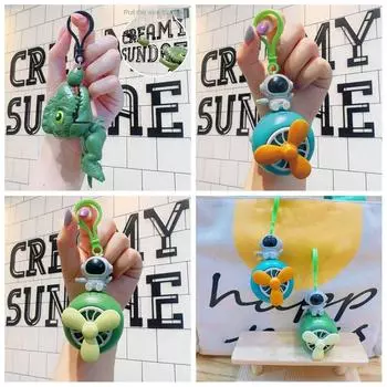 Pulling Rope Astronaut Key Ring Exquisite Rotating Helicopter Pendant Children green-astronaut