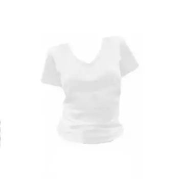 Pullover Short Sleeve T-shirt Korean Style V-neck Basic Tees Shirts Thin Y2K Crop Top Women Girls L