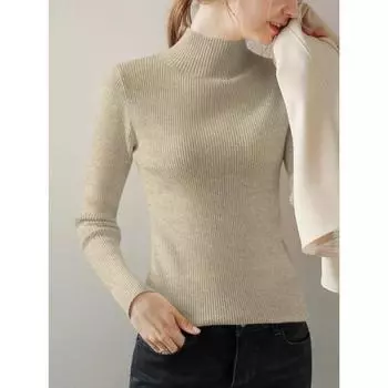 Pullover Winter New Slim fit Top Sweater Thick Half-high Collar Fashion Long sleeve Knitted Inner wear Bottoming Shirt