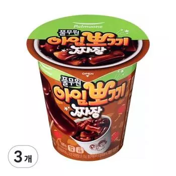 Pulmuone Я Покки Чачжан Ттокпокки, 100 г, 3 штуки, корейская еда быстрого приготовления