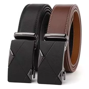 PULO Alloy Automatic Buckle Модный мужской ремень из натуральной кожи Высококачественный простой ремень 110cm